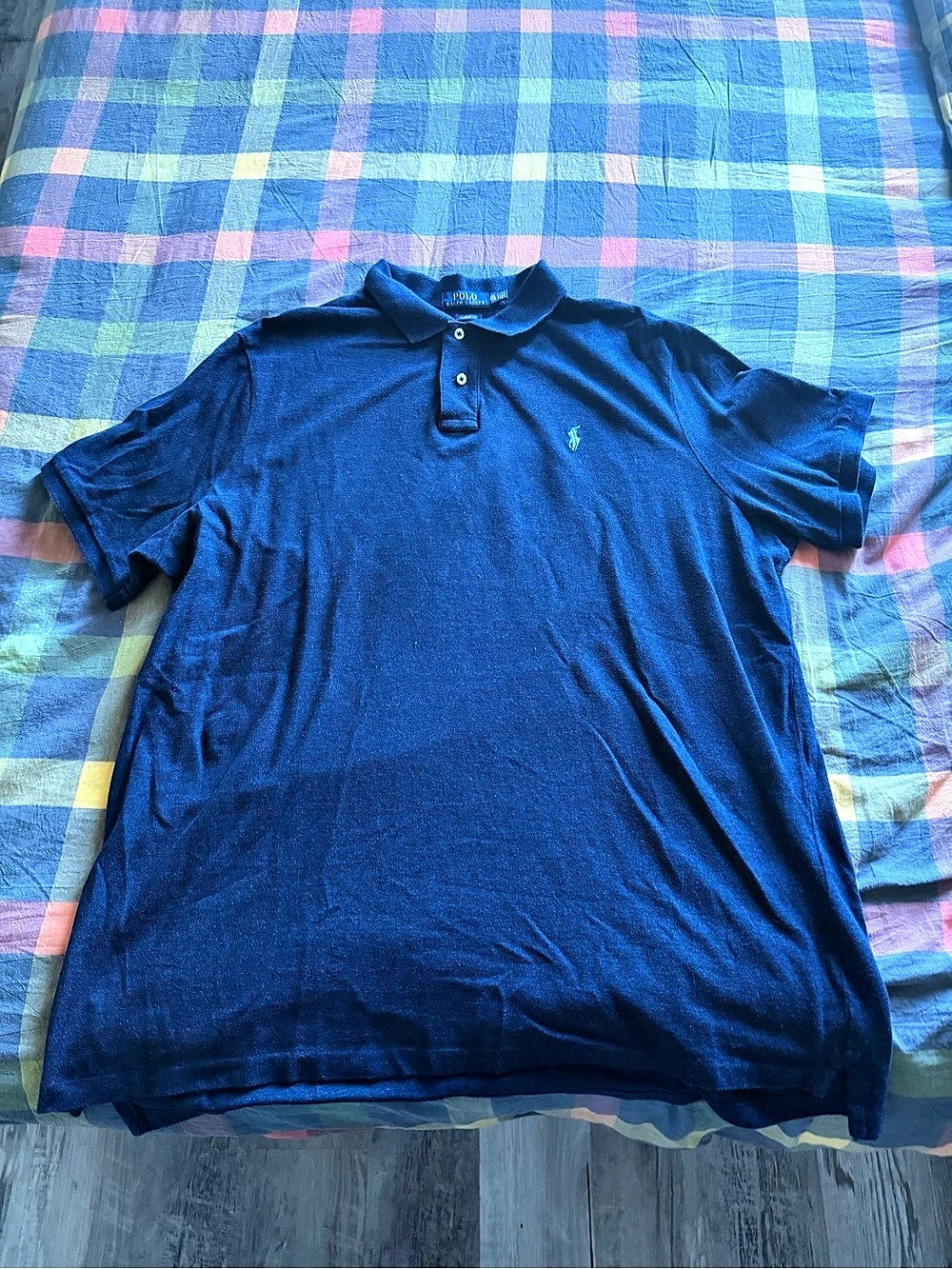 Classic Fit Polo Ralph Lauren Blue XXL Embroidered Monochrome Polo Shirt